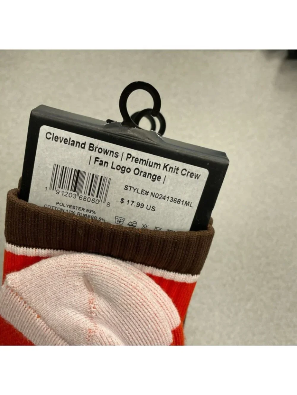 NWT Cleveland Browns Strideline Men's Premium Knit Crew Socks 3-Pack M/L J2119